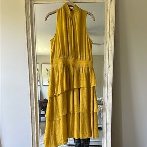 RACHEL Rachel Roy Mustard High Low Tiered Dress